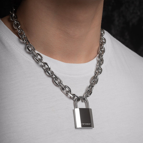 mens padlock chain necklace