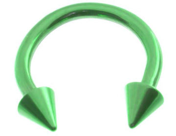Green Titanium Circular Barbell with Spikes-18g-16g-14g-Cartilage Earring-Lip Hoop-Septum Piercing