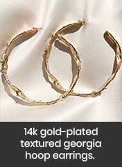 14k gold plated hammer-textured big hoop earrings, handmade in Bali