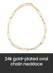 elongated link chain 24k gold plated necklace, handmade in Vietnam