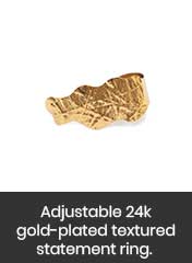 24k gold plated statement-making textured ring, handmade in Honduras
