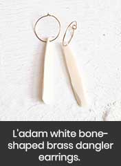 white bone charm dangle brass ear wire earrings, handmade in Morocco