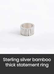 925 sterling silver foiled bamboo cable ring, handmade in Vietnam