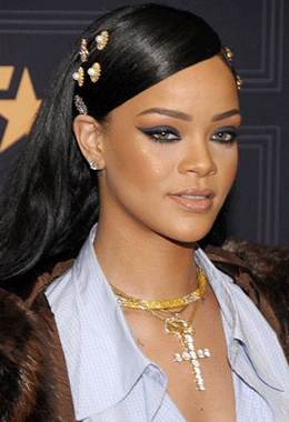 Rihanna Cross Pendant Red Carpet Look