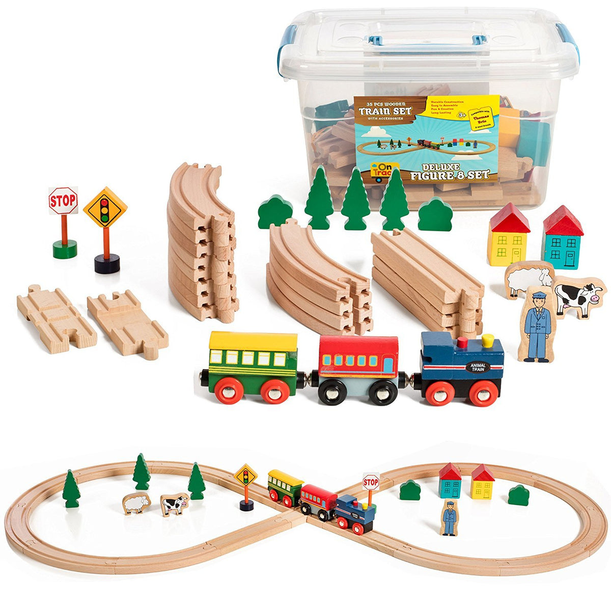 deluxe wooden train set