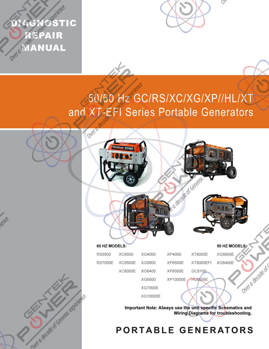 Generac Xt Xt Efi Xc Xg Gc Rs Hl Service Repair Diagnostic Manual Fo Gentek Power Generac Parts