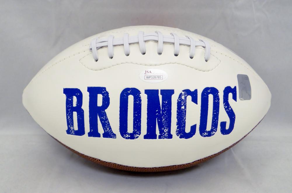 John Elway Autographed Denver Broncos TB Logo Football JSA Witnessed Auth 