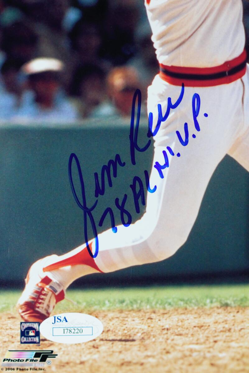 JSA Authenticated Jim Rice Autographed 8x10 Swinging In Red Helmet Photo 