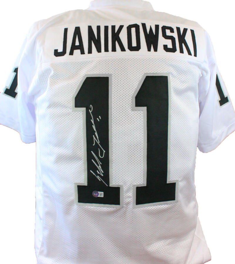 The Jersey Source Sebastian Janikowski Autographed White Pro Style Jersey- Beckett W Hologram *L1 *Silver
