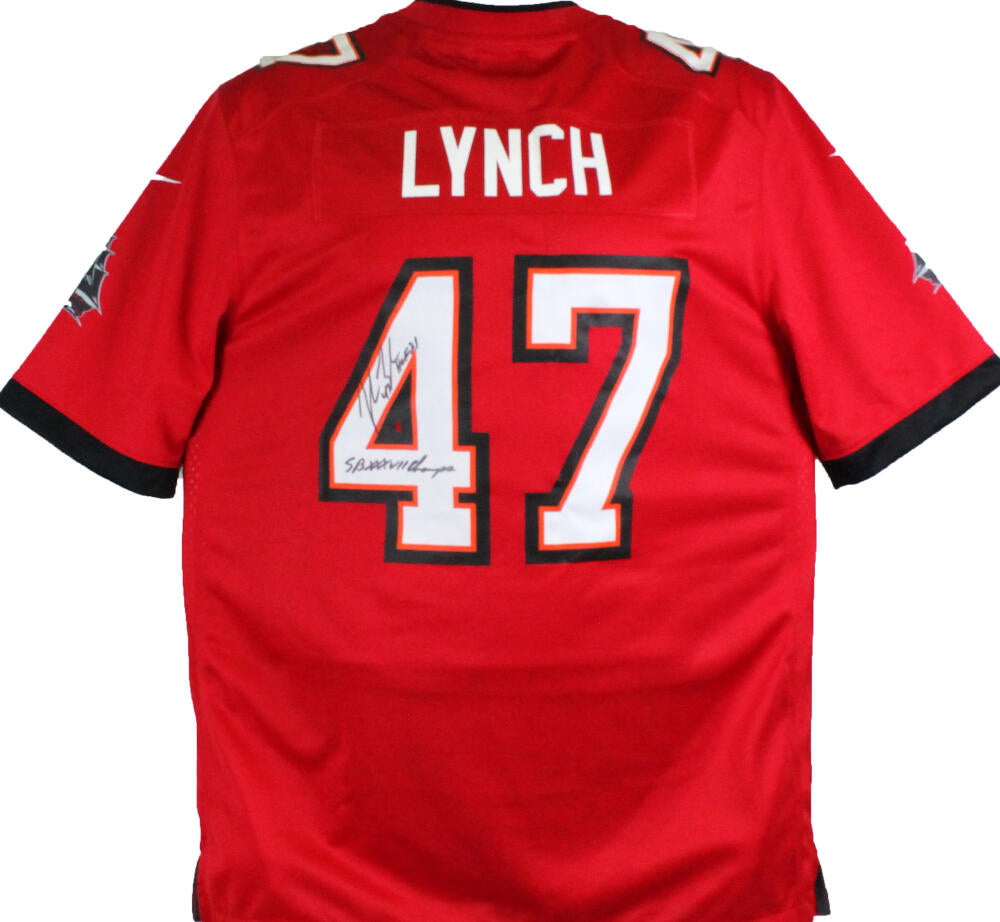 John Lynch Autographed TB Bucs Nike Retired Player Jersey w/2 Insc.- B –  The Jersey Source