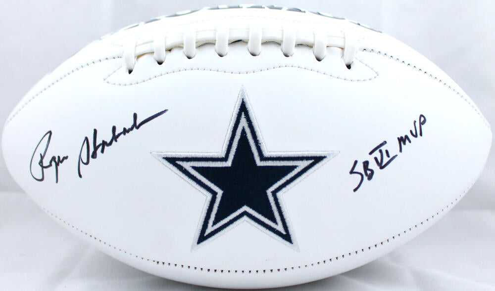 Roger Staubach Autographed Dallas Cowboys Logo Football w/SB MVP