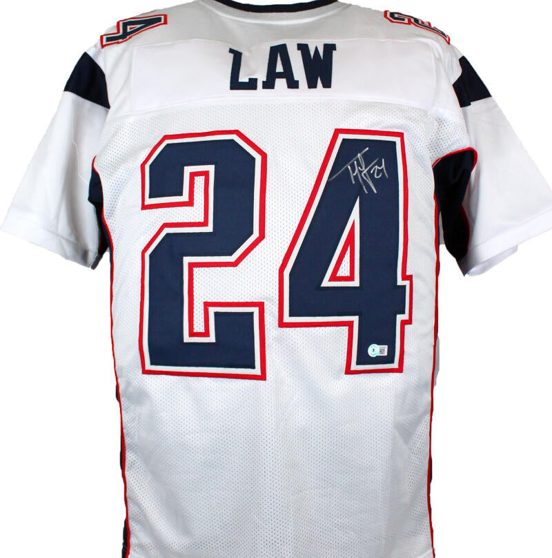 Ty Law Signed New England Patriots Red Jersey (JSA COA) 3xSuper Bowl C –