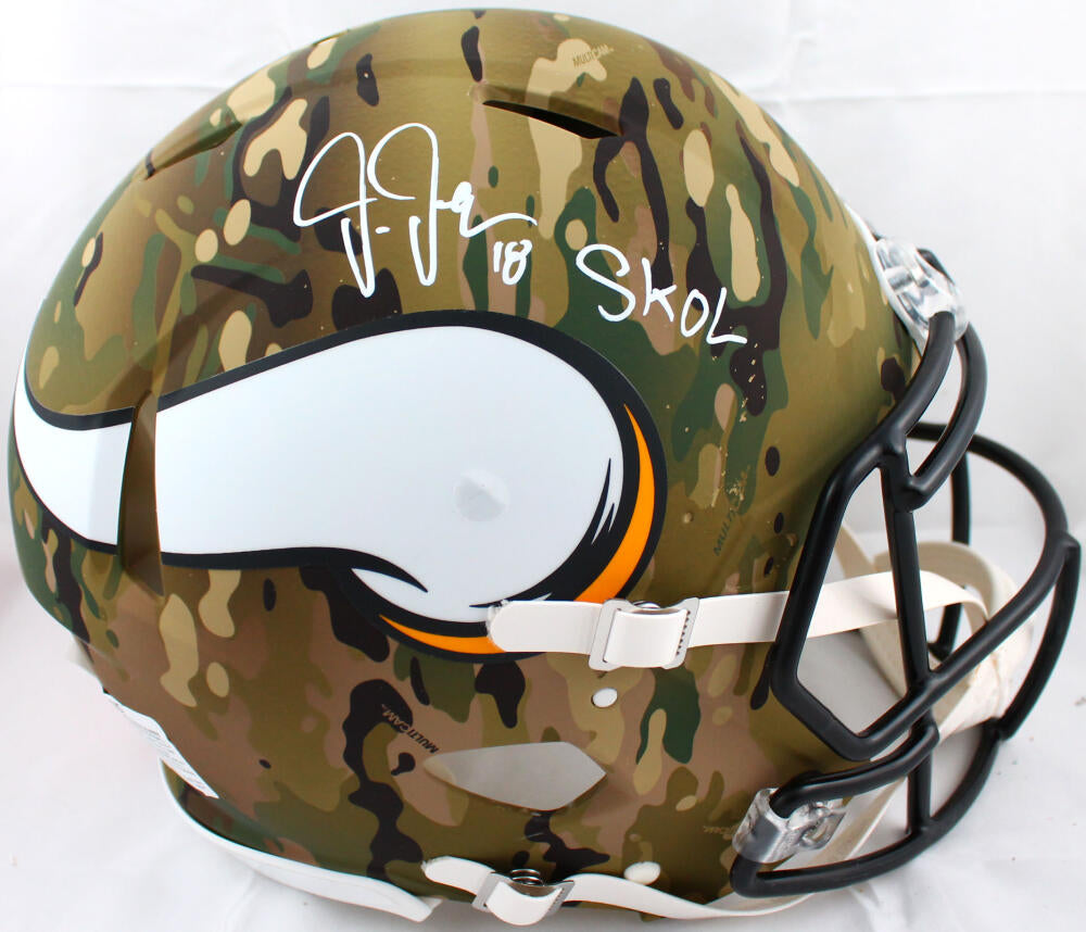 Beckett W Auth White Justin Jefferson Autographed Minnesota Vikings F/S Speed Helmet 