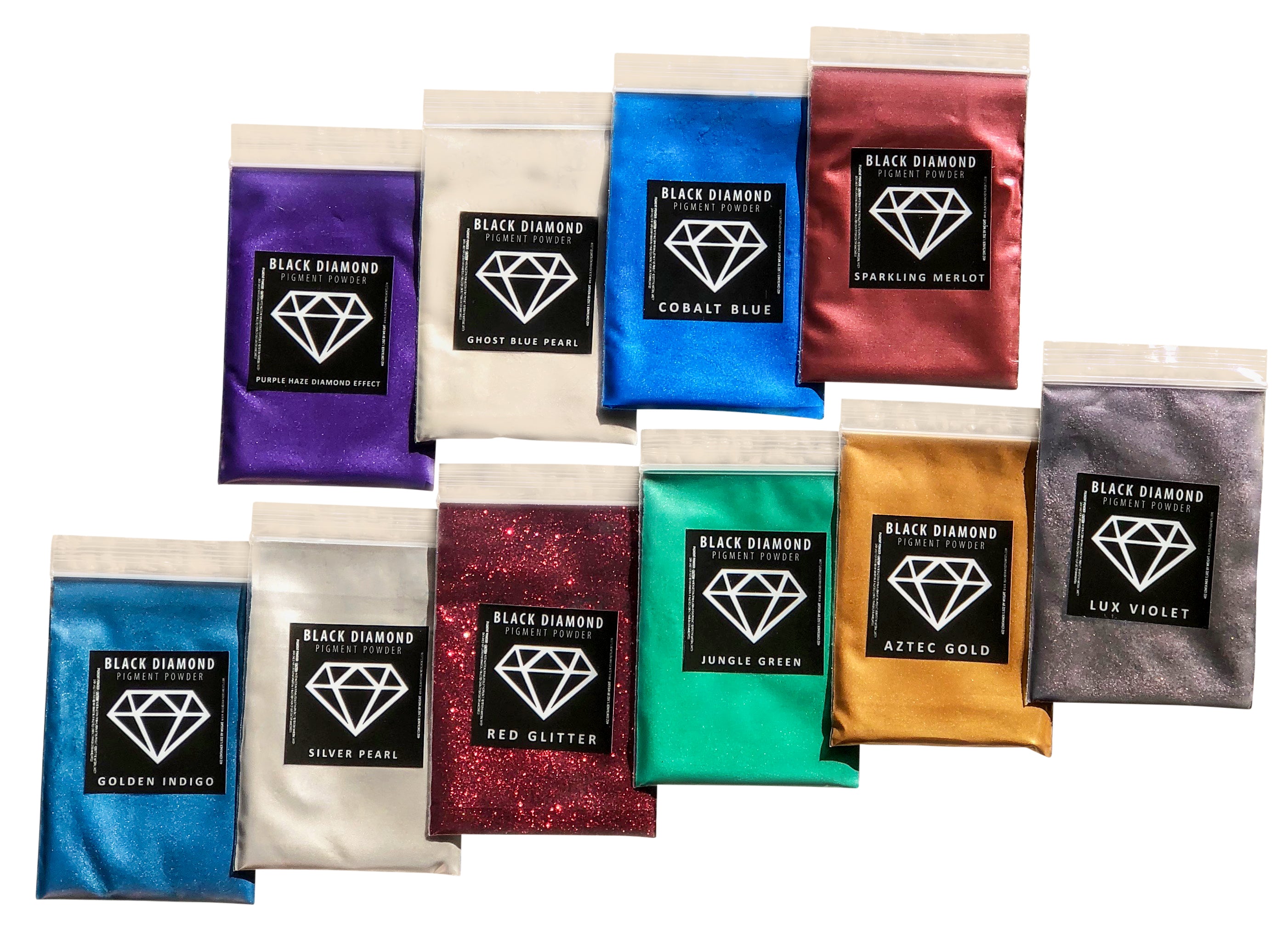 - Variety Pack #5  *10 Colors* BLACK DIAMOND Mica Powdered Pigment  