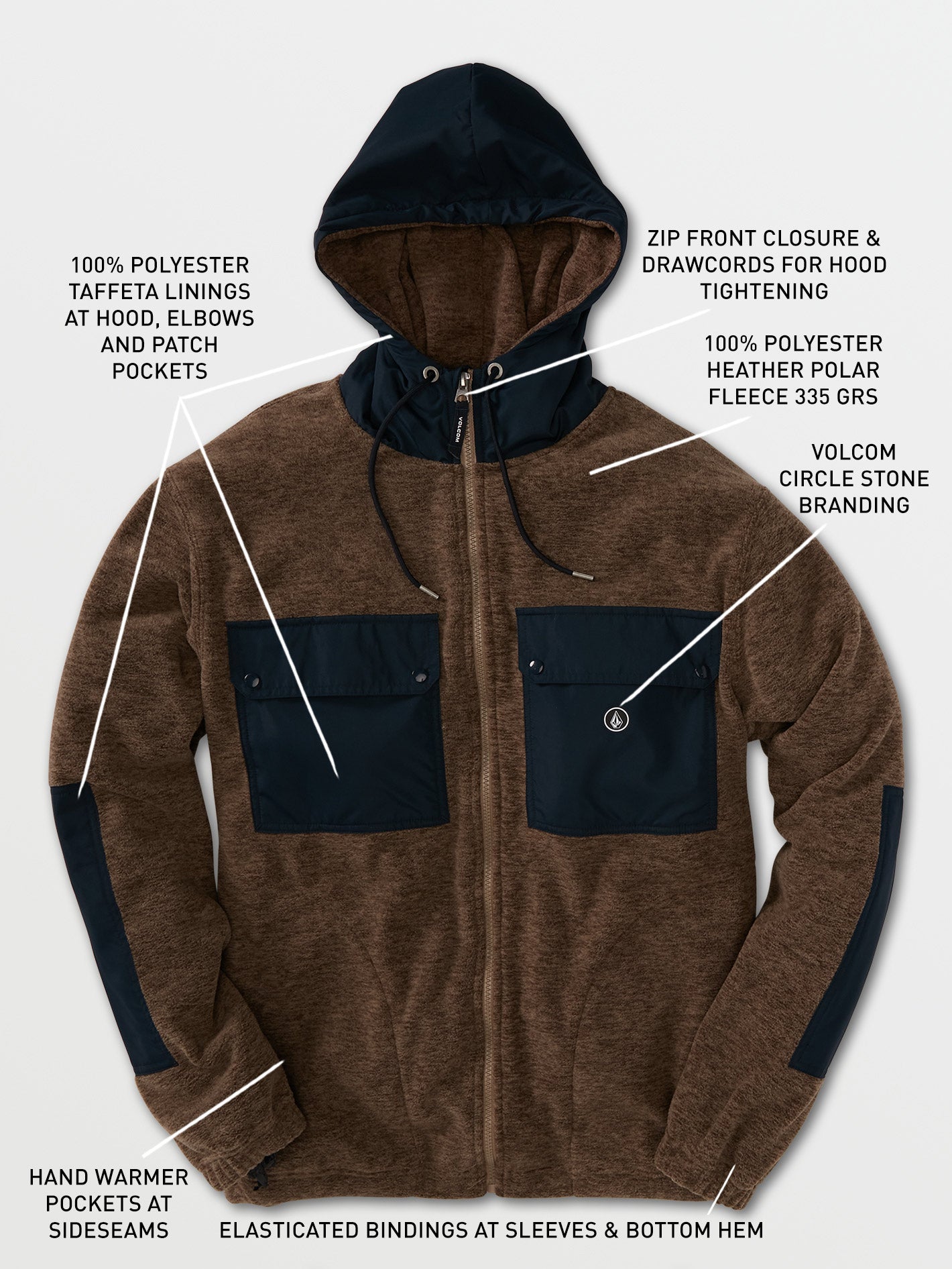 Yzzolater Lined Zip Hoodie - Desert Taupe