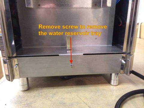 removing the screw that the water reservoir sits on