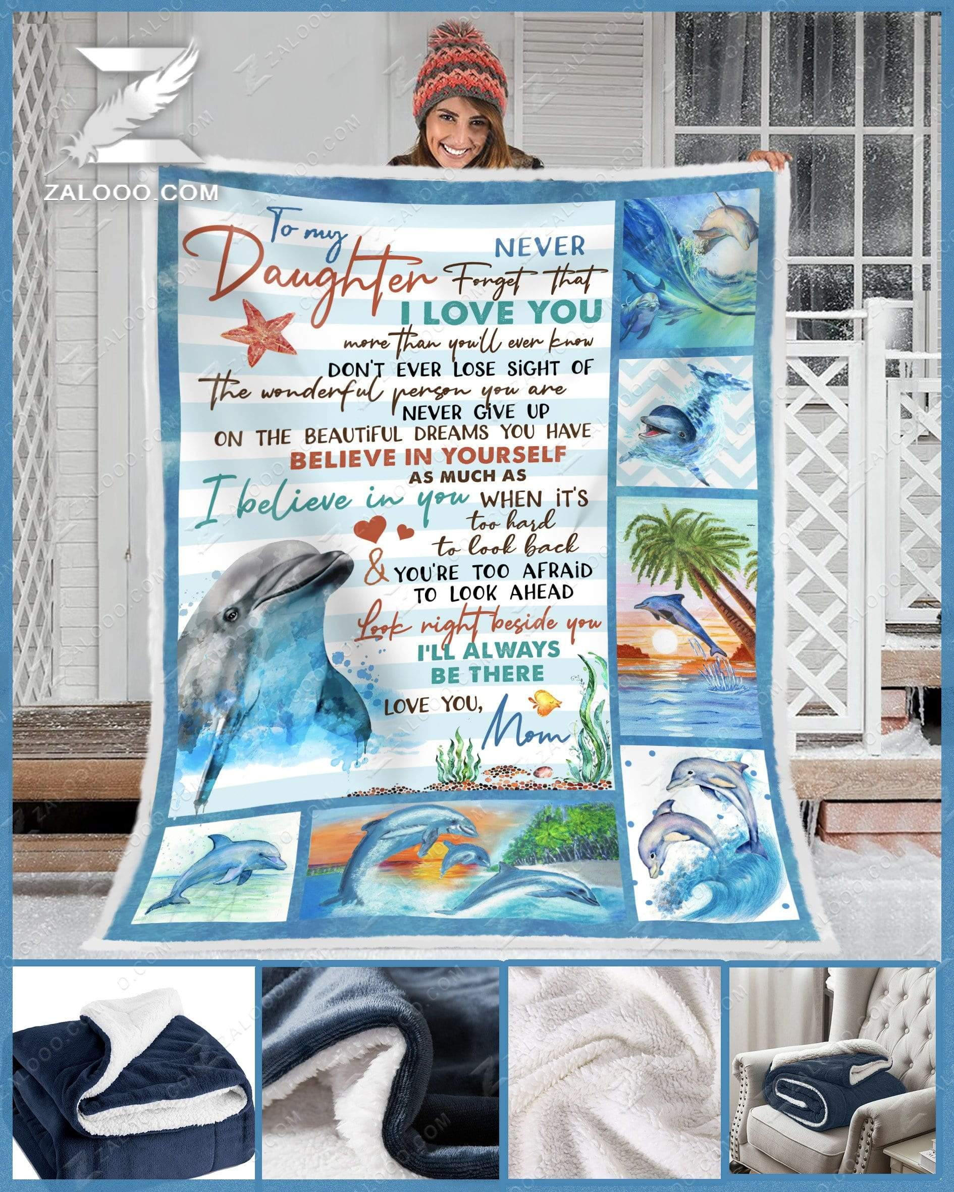 Dolphins daughter to my mom I am because you are my loving mother fleece blanket
