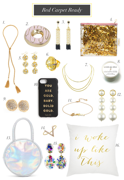 Moon and Lola academy awards oscar party mood board with jewelry and accessories