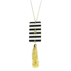 Moon and Lola Patterned Rectangle Tassel Necklace