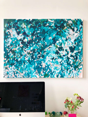 moon and lola taylor lee painting in teal
