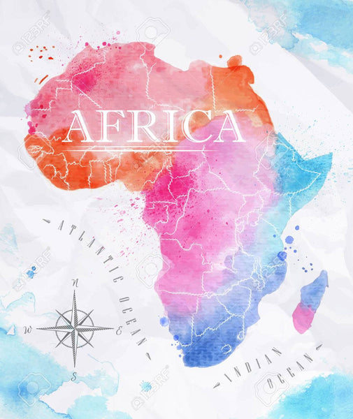 moon and lola map of africa in watercolor