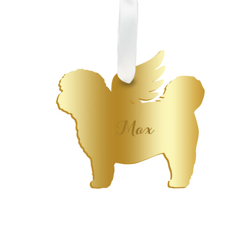 Moon and Lola - Personalized Angel Shih-Tzu Ornament with wings in gold