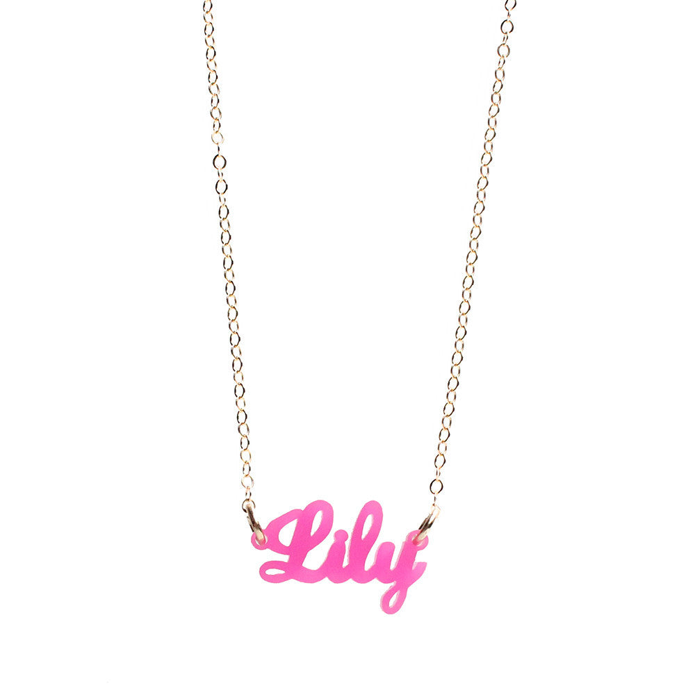 I found this at #atlasandboy! - Acrylic Lauren Nameplate Necklace Hot Pink