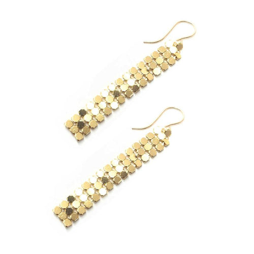 Moon and Lola - Santana Chain Gold Mesh Drop Earrings