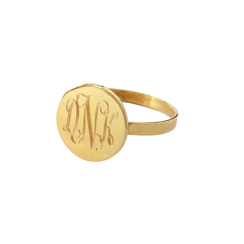 Cheshire Handcut Monogram Domed Ring