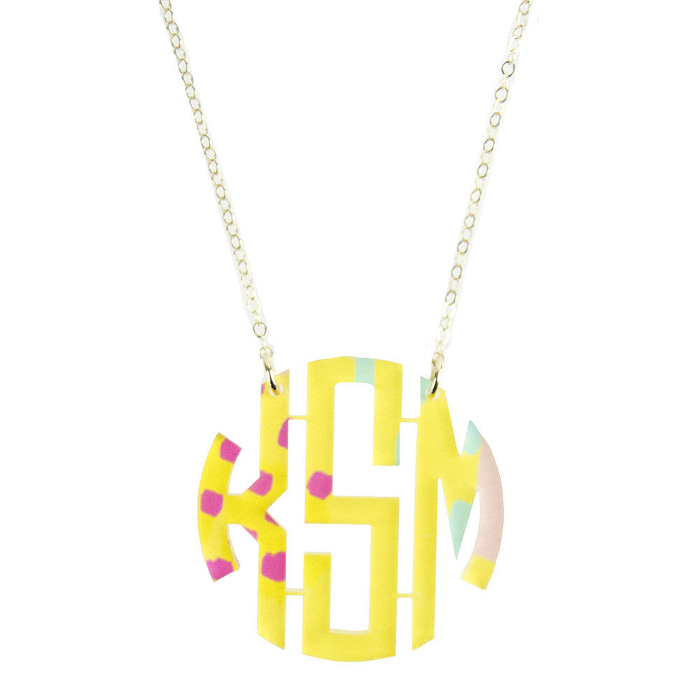 Patterned Block Monogram Necklace