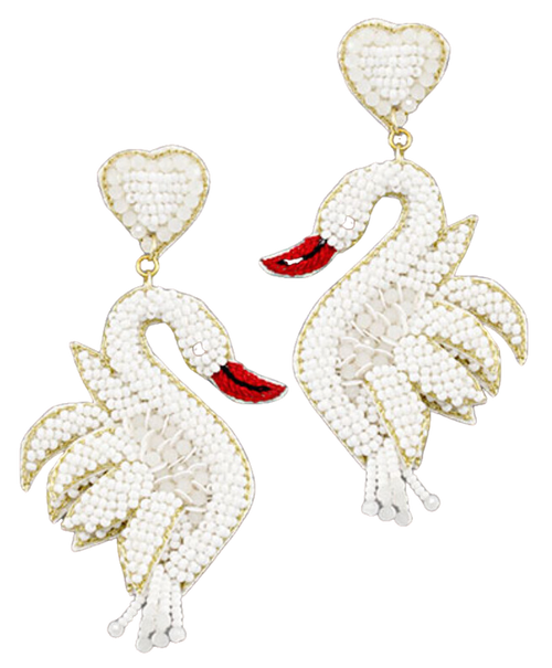 White Swan Drop Earrings
