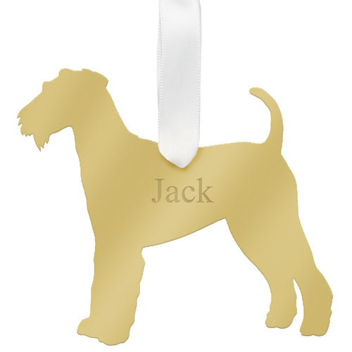 I found this at #atlasandboy! - Personalized Airedale Terrier Ornament Mirrored Gold