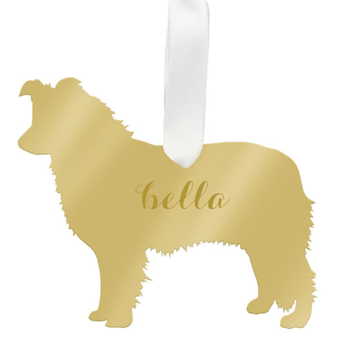 I found this at #atlasandboy! - Personalized Border Collie Ornament Mirrored Gold