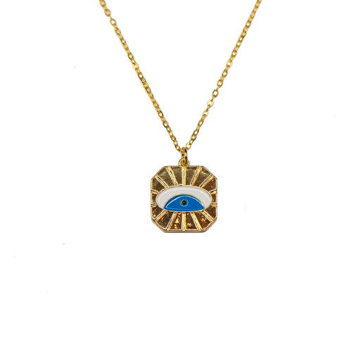 Evil Eye Square Pendant Necklace