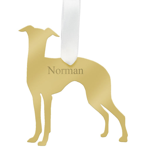 I found this at #edwardterrylandscape! - Personalized Whippet Ornament Mirrored Gold