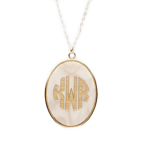 Moon and Lola- - Vineyard Oval Monogram Pendant on Apex Chain 