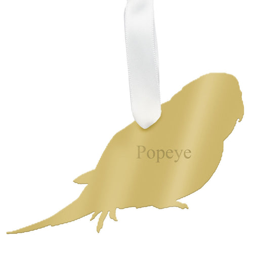 I found this at #edwardterrylandscape! - Personalized Parakeet Ornament Mirrored Gold