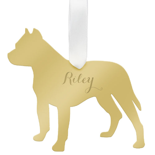 I found this at #edwardterrylandscape! - Personalized Pitbull Ornament Mirrored Gold