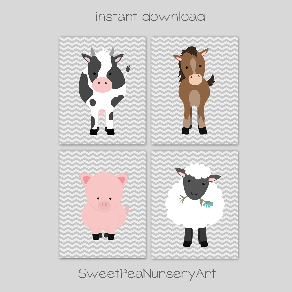 farm animal prints for nursery