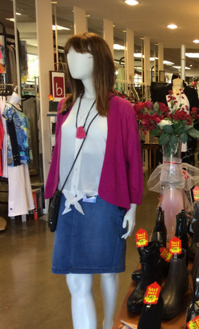 Tommy Bahama top and sweater with FDJ jean skirt
