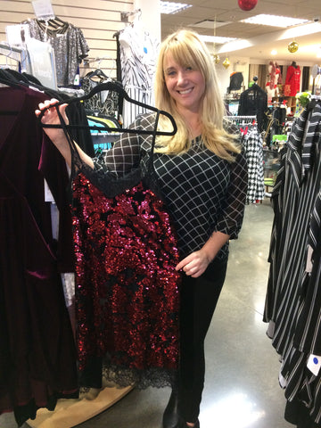 Sparkly red and black dress