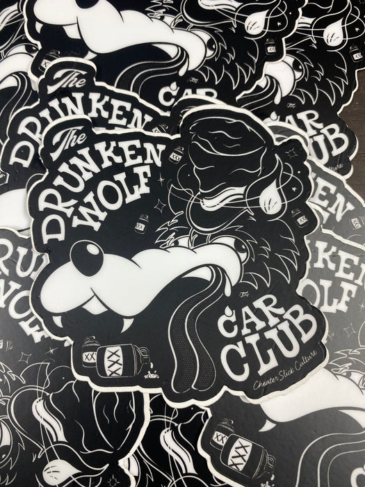 Drunken Wolf Car Club Sticker