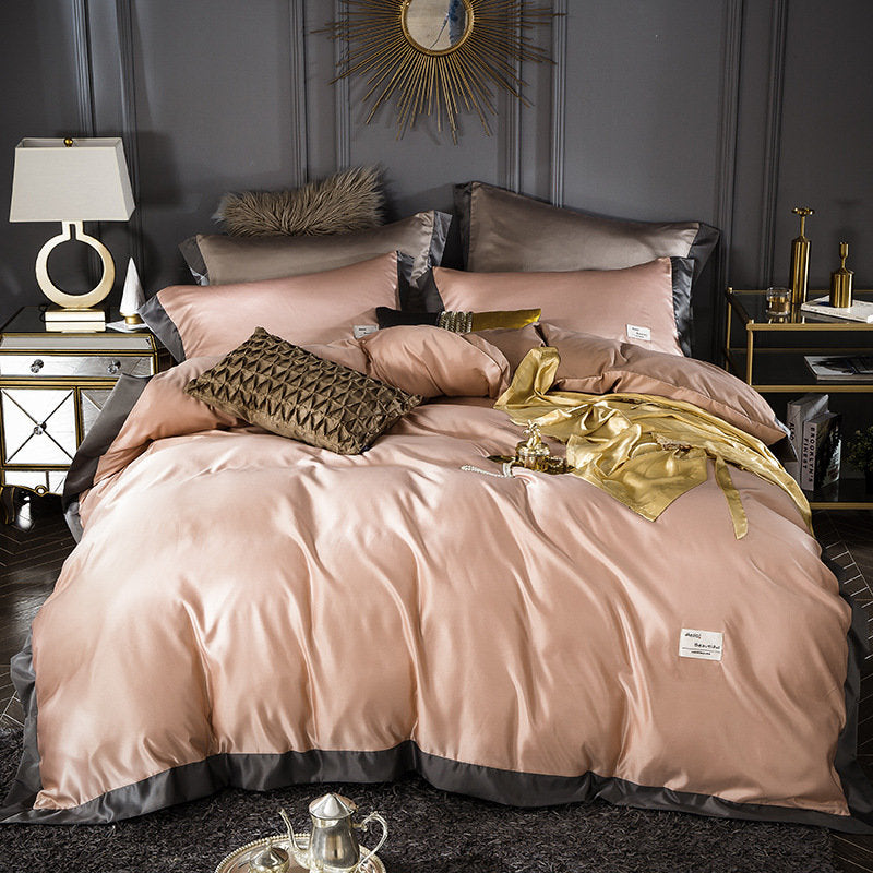 4pcs Luxury Solid Color Washed Silk Bedding Sets Homelulus