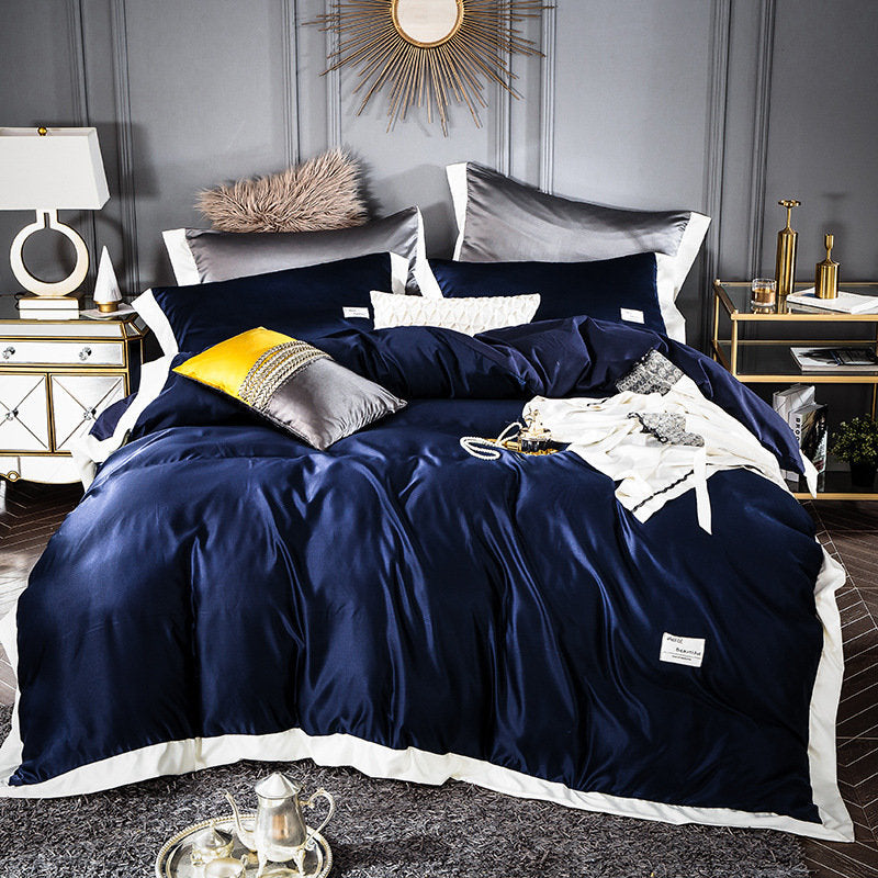 4pcs Luxury Solid Color Washed Silk Bedding Sets Homelulus