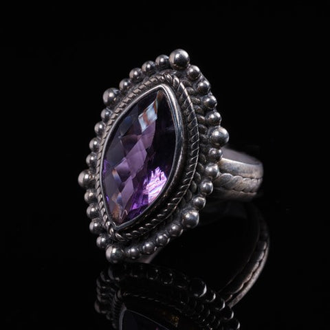 Purple stone in silver ring by Sophia Rose Jewellery in Oslo, Norway. Photo by Christian Sennesvik. 