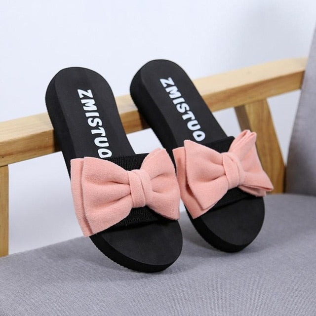 womens bow flip flops