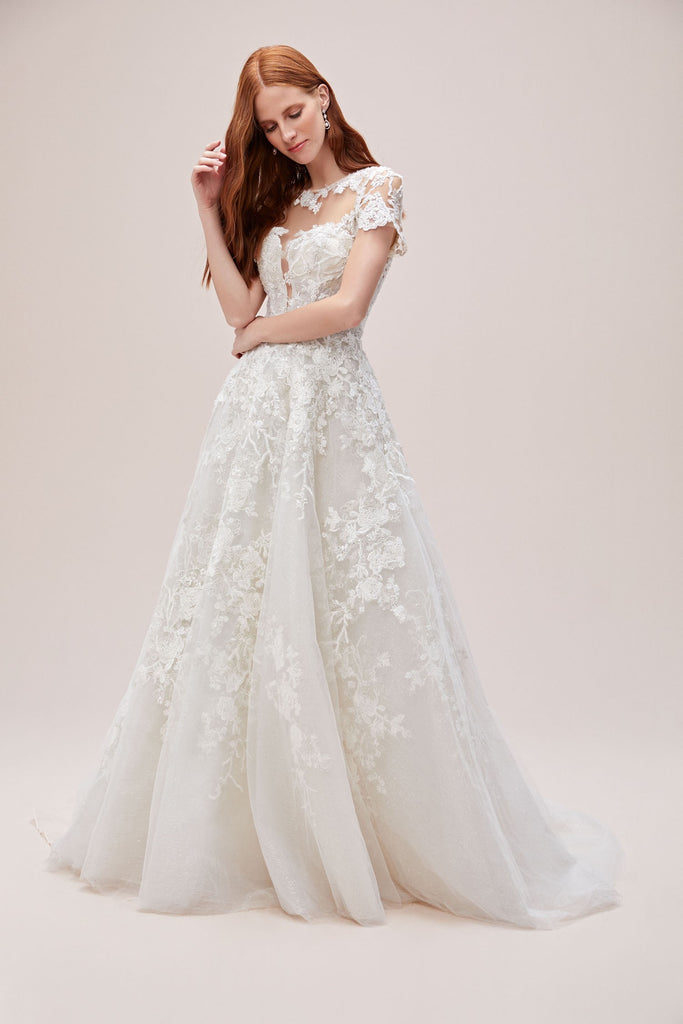 cap sleeve illusion wedding dress