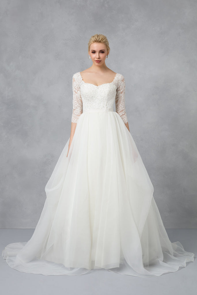 oleg cassini beaded lace wedding dress
