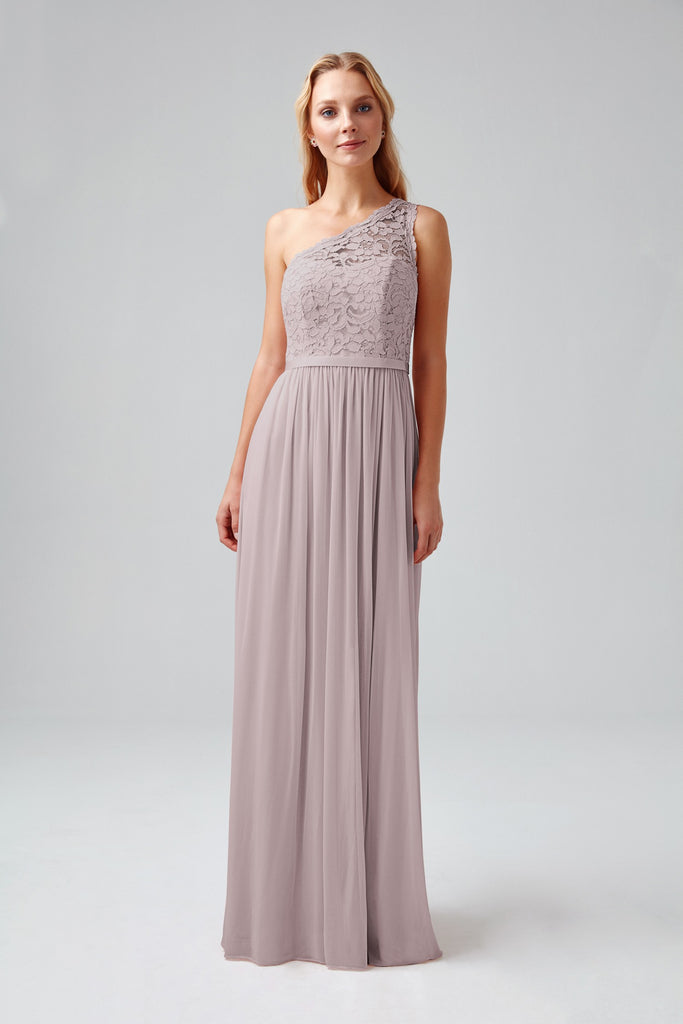 one shoulder lace bridesmaid dress