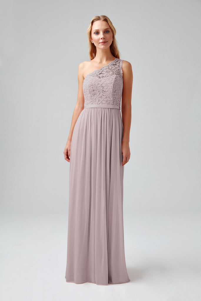 long one shoulder lace bridesmaid dress f17063